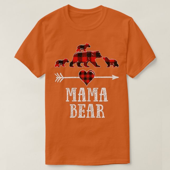 T-shirt Mama Bear 3 Cubes, Noël Mama Bear Plaid Pajam (Design devant)