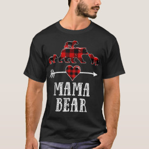 T-shirt Mama Bear 3 Cubs Chemise, Noël Mama Bear Plaid