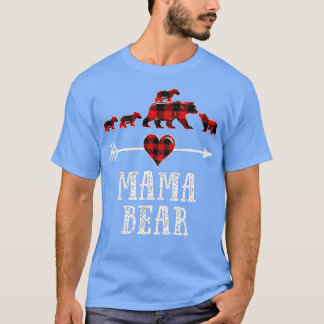 T-shirt Mama Bear 4 Cubs , Christmas Mama Bear Plaid Pajam