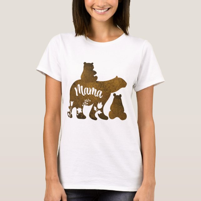 T-shirt Mama Bear avec 2 Cubs Maman de deux (Devant)