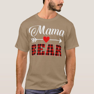 T-shirt Mama Bear Buffalo Plaid Christmas Matching Family