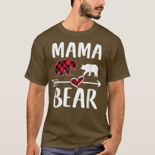 T-shirt Mama Bear Buffalo Red Plaid Pajama de Noël Famille