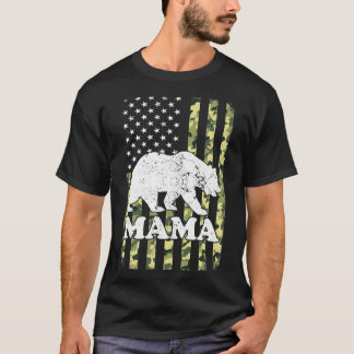 T-shirt Mama Bear Camping Randonnée Camouflage USA America