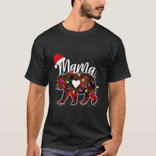 T-shirt Mama Bear Christmas Red Buffalo Plantée Avec Père