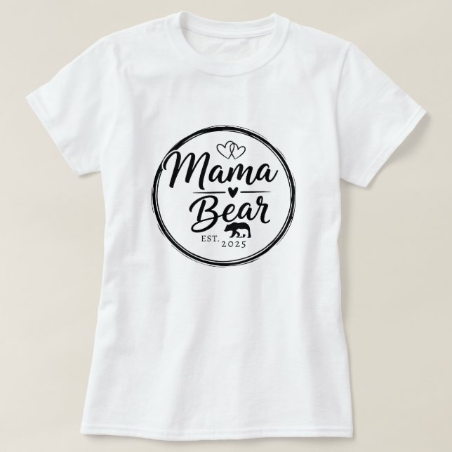 T-shirt Mama Bear Est 20XX Wild Heart Line Art (Design devant)