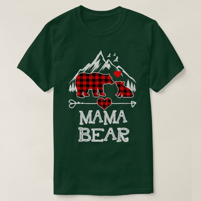 T-shirt MAMA BEAR Femmes Red Plaid Christmas Pajama Family (Design devant)