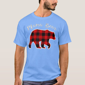 T-shirt MAMA BEAR Femmes Red Plaid Christmas Pajama Family