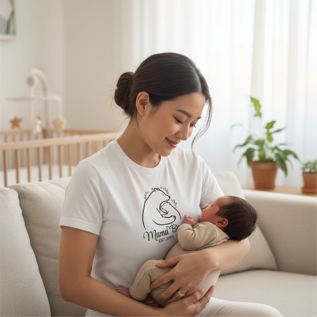 T-shirt Mama Bear Line Art White Shirt Design (Créateur téléchargé)