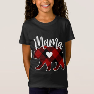 T-Shirt Mama Bear Noël Buffalo Plaid Décor