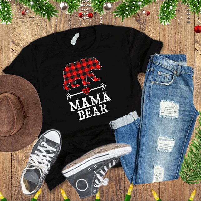 T-shirt Mama Bear Pajama de Noël Buffle Rouge Plaid (Créateur téléchargé)