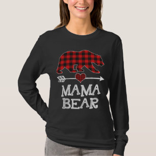 T-shirt Mama Bear Pajama de Noël Rouge Plaid Buffalo Famil