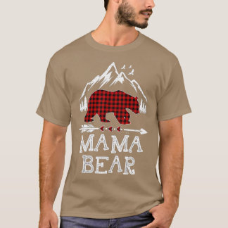 T-shirt Mama Bear Pajama de Noël Rouge Plaid Buffalo Famil