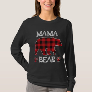 T-shirt Mama Bear Pajama de Noël Rouge Plaid Buffalo Famil