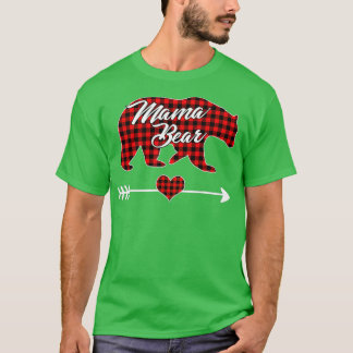 T-shirt Mama Bear Pajama Red Buffalo Plaid Famille