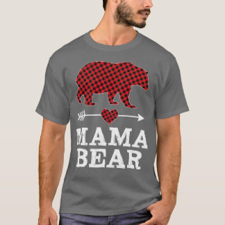 T-shirt Mama Bear Pajama Red Buffalo Plaid Famille