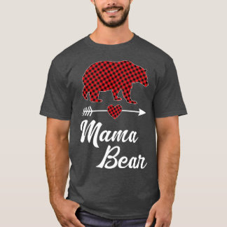 T-shirt Mama Bear Pajama Red Buffalo Plaid Famille