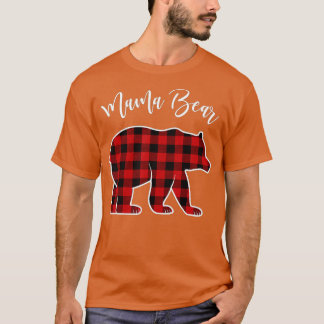 T-shirt Mama Bear Pajama Rouge Buffalo Noël Amusant Chr Fa