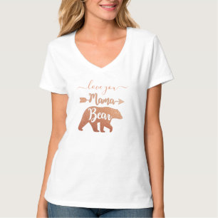 T-shirt MAMA BEAR personnalisé Rose Gold Femme Maman Col V