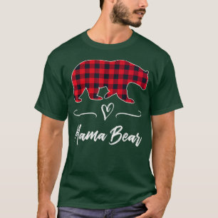 T-shirt Mama Bear Red Buffalo Check Plaid Heart Fun Mom Gi