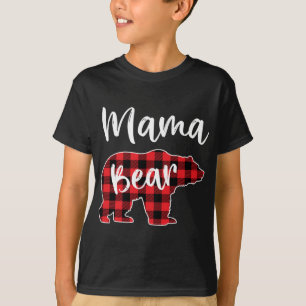 T-shirt Mama Bear Red Plaid Pajama Famille de Noël