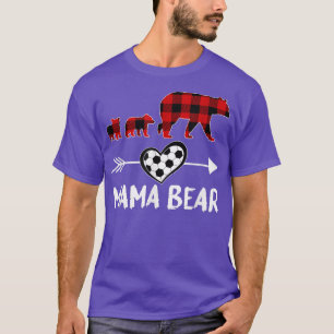 T-shirt Mama Bear Red Plaid Soccer Maman Femmes Fête des m
