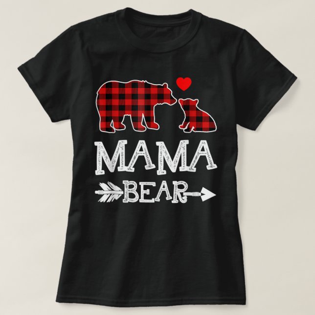 T-shirt Mama Bear Shirt, Red Buffalo Plaid Grandma Bear Pa (Design devant)