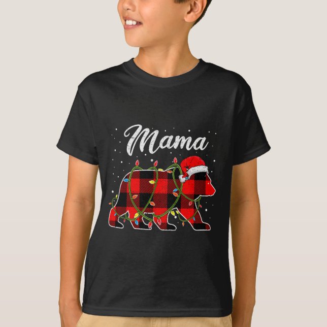 T-shirt Mama Bear Shirt, Red Buffalo Plaid Mom Bear Pajama (Devant)