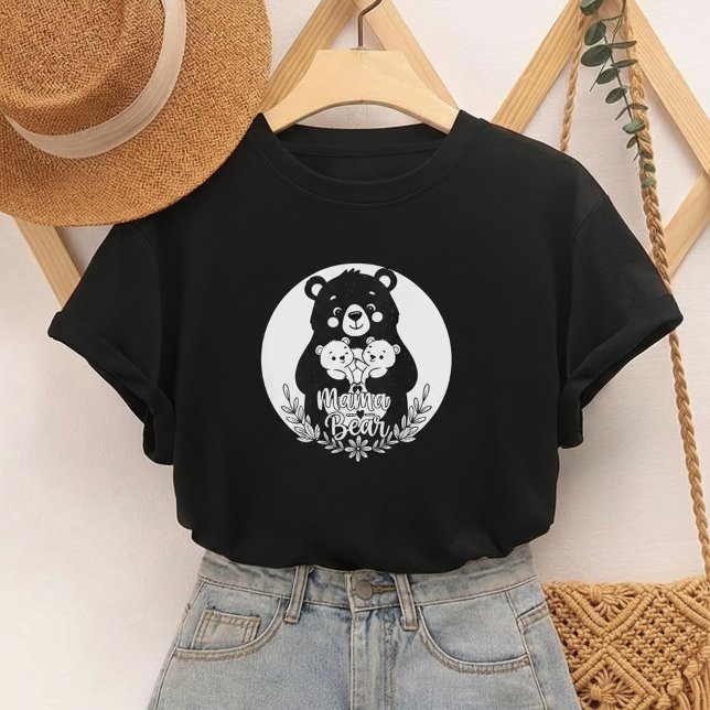 T-shirt Mama Bear with Two Cubs Heart Line Art Design (Créateur téléchargé)