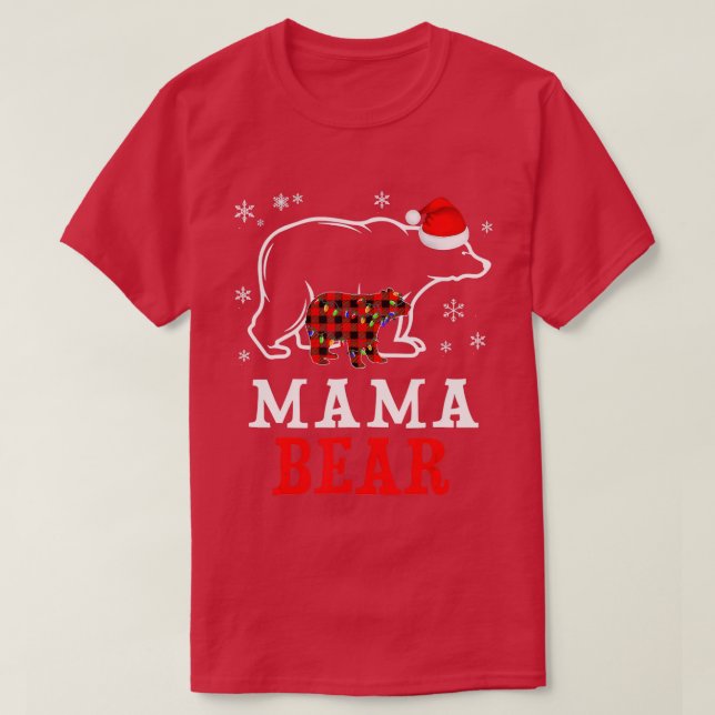 T-shirt MAMA BEAR  Women Red Plaid Christmas Pajama Family (Design devant)