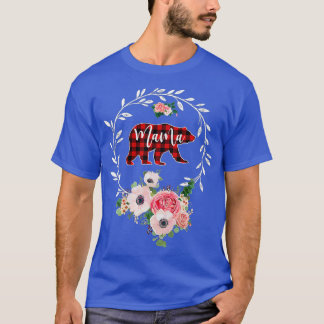 T-shirt Mama Bear Xmas Famille Pyjama de Noël Rouge Plaid