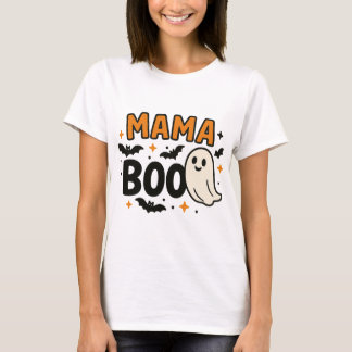 T-shirt Mama Boo | Famille d'Halloween orange et noir Matc