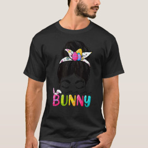 T-shirt Mama Bunny Fête de Pâques Messy Hair Bun Maman W