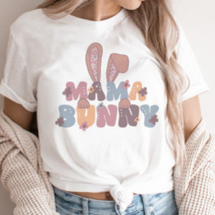 T-shirt Mama Bunny Pâques Rétro Printemps Floral