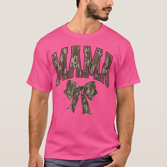 T-shirt Mama Camo Bow Coquette Chasse Femme (Devant)