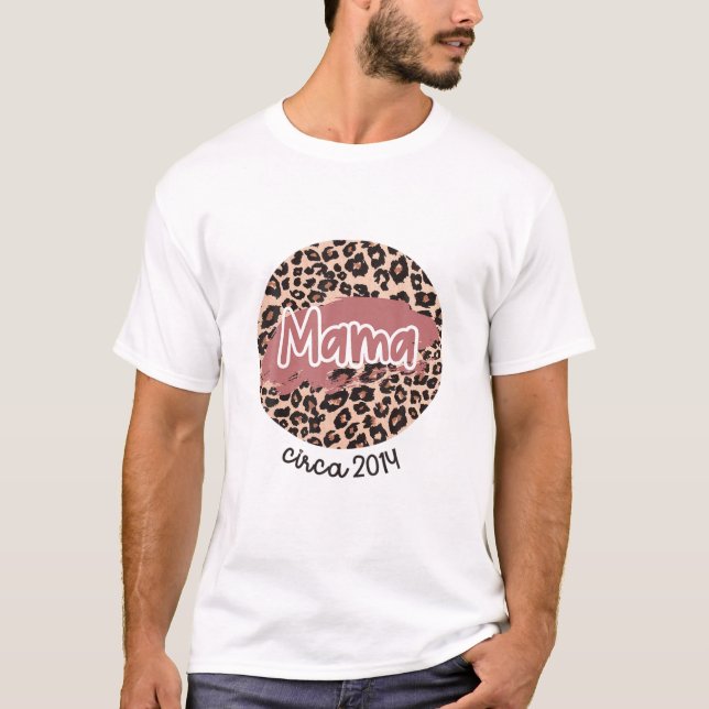 T-shirt Mama Circa 2014 Established Leopard Print Mother's (Devant)