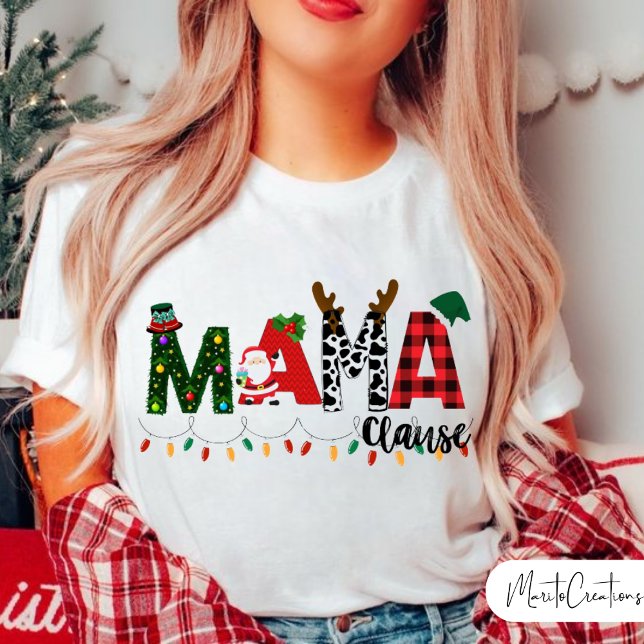 T-shirt Mama Claus Christmas, Christmas, Red buffalo Mom. (Mama Clause.)