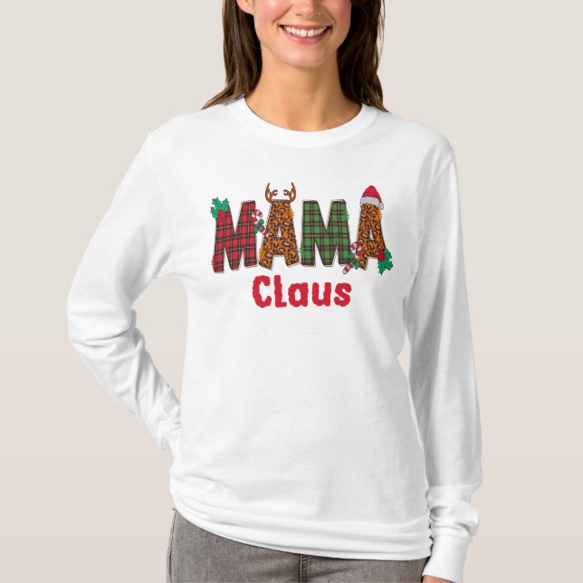 T-shirt Mama Claus, maman de Noël (Devant)