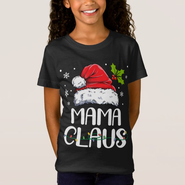 T-Shirt Mama Claus Père Noël Funny Christmas Pyjama Matchi (Devant)