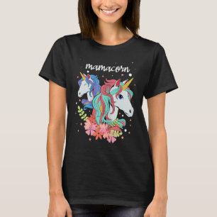 T-shirt Mama Corn Unicorn Arc en ciel Maman Bébé Fille Mèr