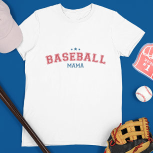 T-shirt Mama de baseball en rouge et bleu