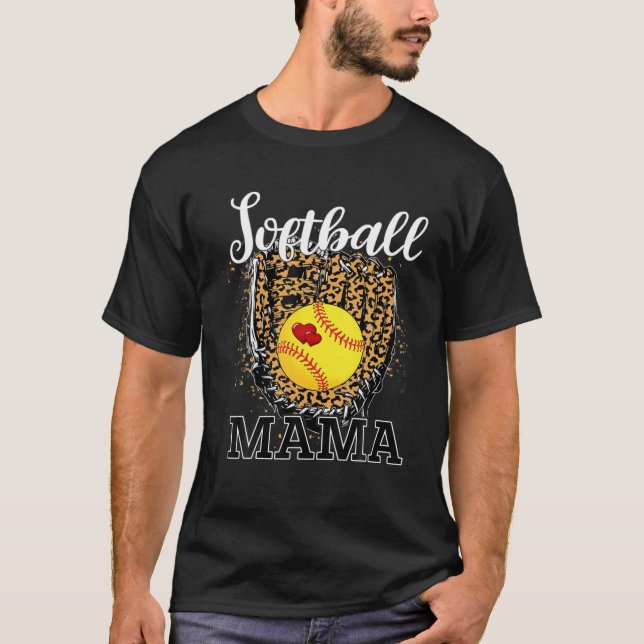 T-shirt Mama de softball drôle de baseball Leopard Lover m (Devant)
