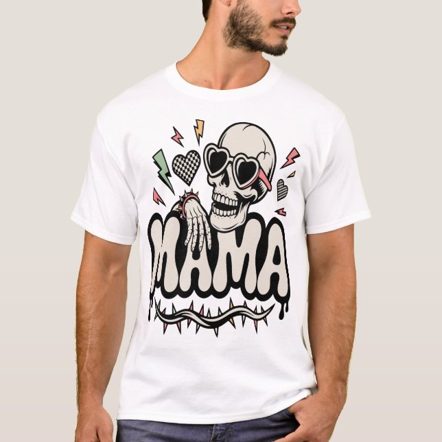 T-shirt Mama d'Halloween drôle crâne cool (Devant)