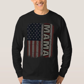 T-shirt Mama Drapeau Américain Vintage Fête des Mères 4 Ju