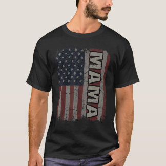 T-shirt Mama Drapeau Américain Vintage Fête des Mères 4 Ju