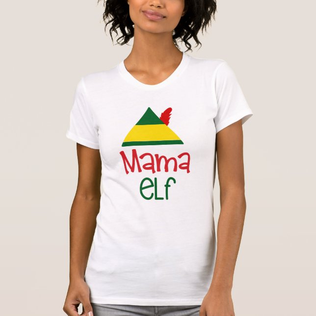 T-shirt Mama Elf Noël Fête Famille Amusants (Devant)