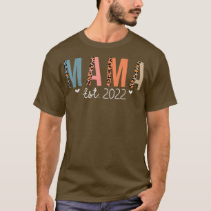 T-shirt Mama Est 2022 Nouvelle Mama Mère Fier Maman Leopar