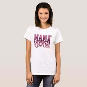 T-shirt Mama³ Famille Rétro de Corgi Rose Mignon
