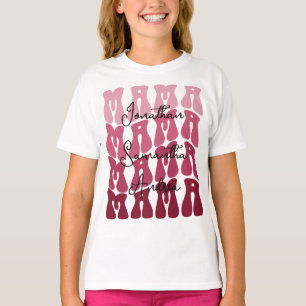 T-shirt Mama Fête des Mères Noms Enfants Personnalisés Rét