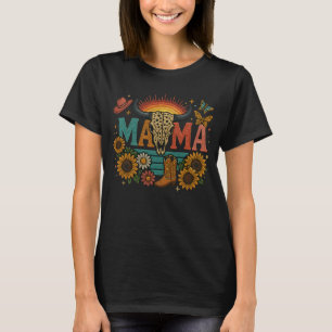 T-shirt Mama Fleur Broderie Design Cowgirl Boho Maman