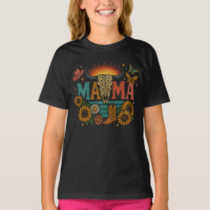 T-shirt Mama Fleur Broderie Design Cowgirl Boho Maman